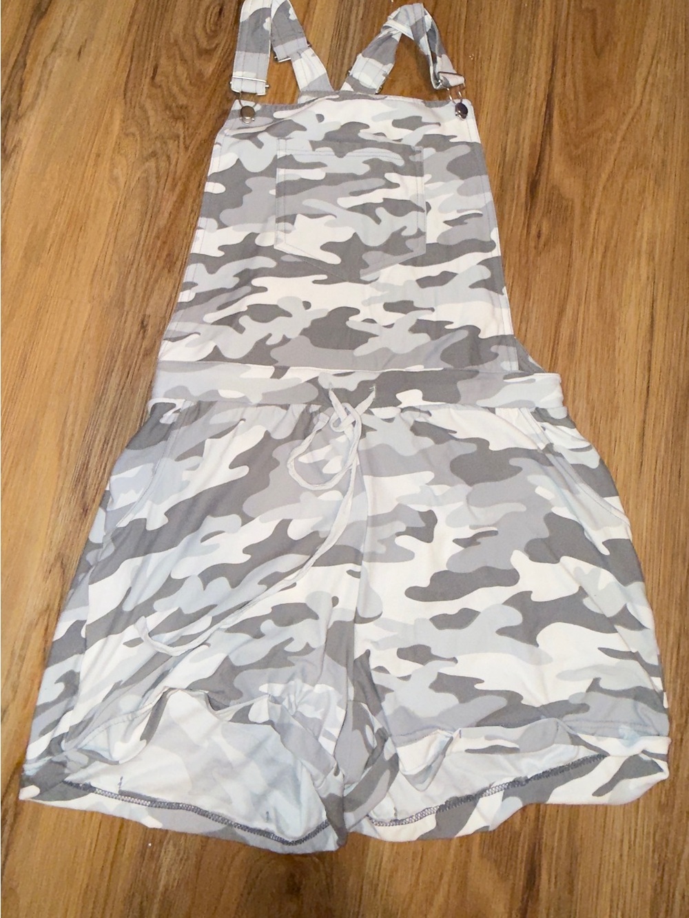 eye candy Gray & White Camo Short Overalls